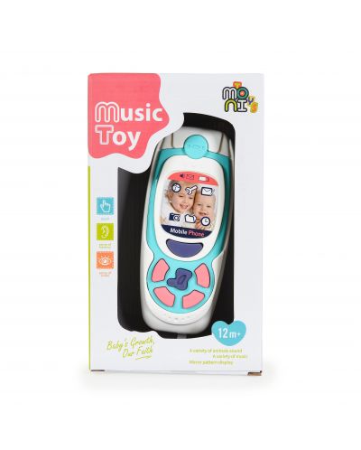 Бебешка играчка Moni Toys - Телефон с бутони, син, K999-72B - 3