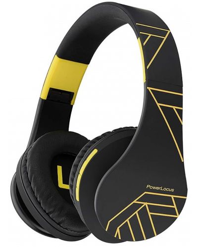 Безжични слушалки PowerLocus - P2, черни/жълти - 1