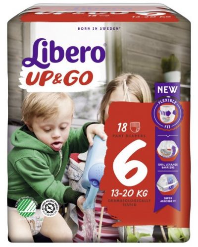 Бебешки пелени гащи Libero - Up&Go 6, 18 броя - 1