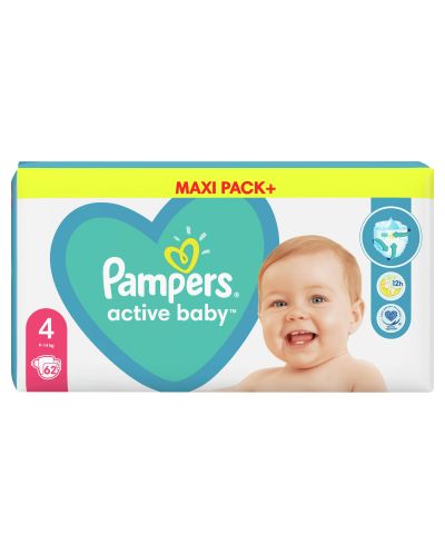 Бебешки пелени Pampers - Active Baby 4, 62 броя - 9
