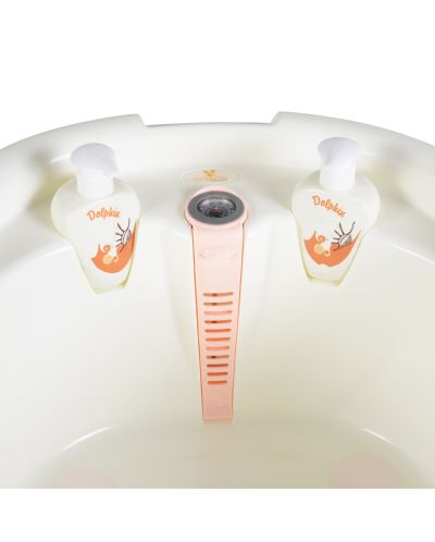 Бебешка вана с вграден термометър и аксесоари Cangaroo - Dolphin, розова - 4