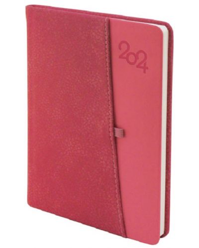 Бележник Spree Canberra - С джоб за GSM и химикалка, 168 листа, червен, 2024 - 1
