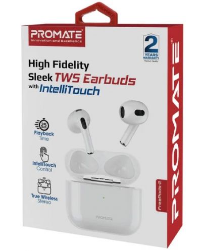 Безжични слушалки ProMate - FreePods-2, TWS, бели - 2