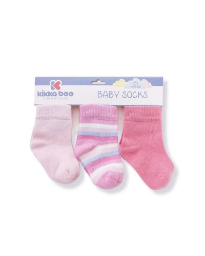Бебешки чорапи KikkaBoo Stripes - Памучни, 1-2 години, розови - 1