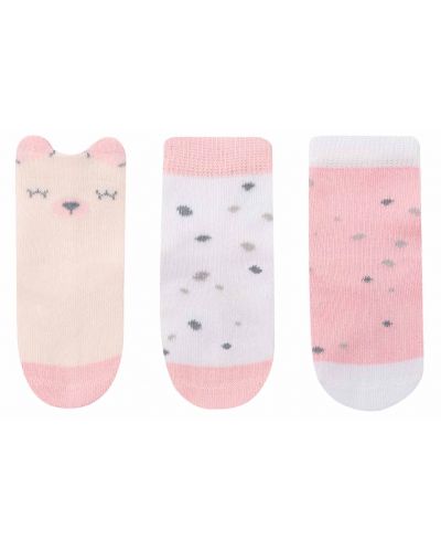 Бебешки чорапи с 3D уши KikkaBoo - Bear with me,  0-6 месеца, 3 чифта, Pink - 2