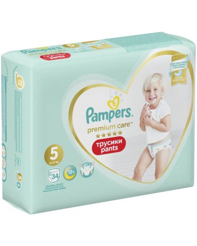 Бебешки пелени гащи Pampers - Premium Care 5, 34 броя - 1