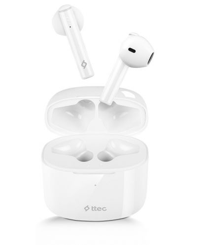 Безжични слушалки ttec - AirBeat Lite 2, TWS, бели - 1