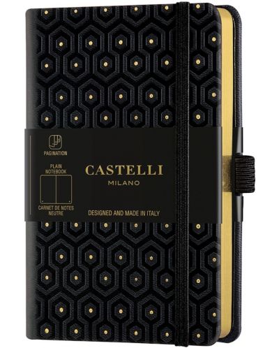 Бележник Castelli Copper & Gold - Honeycomb Gold, 9 x 14 cm, бели листове - 1