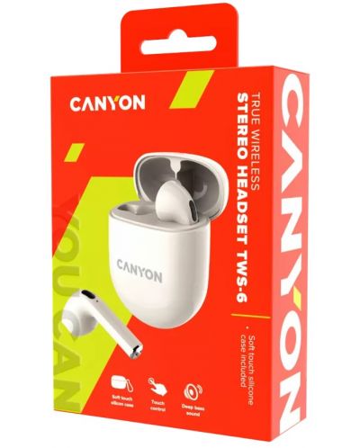 Безжични слушалки Canyon - TWS-6, бежови - 5
