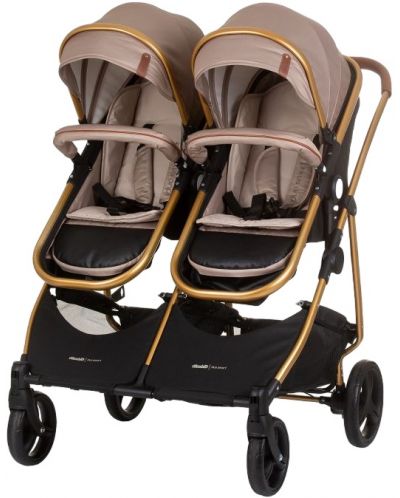 Бебешка количка за близнаци Chipolino - Дуо Смарт, златисто бежова - 6