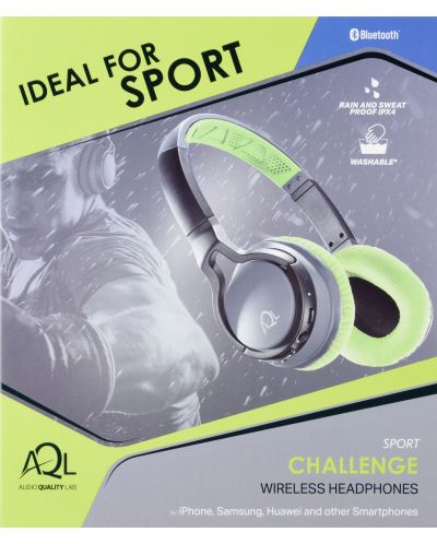 Безжични слушалки Cellularline - Sport Challenge, сиви/зелени - 5