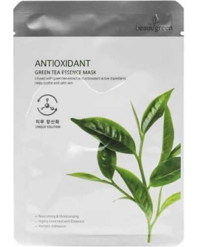 BeauuGreen Antioxidant Маска за лице с екстракт от зелен чай, 23 ml - 1