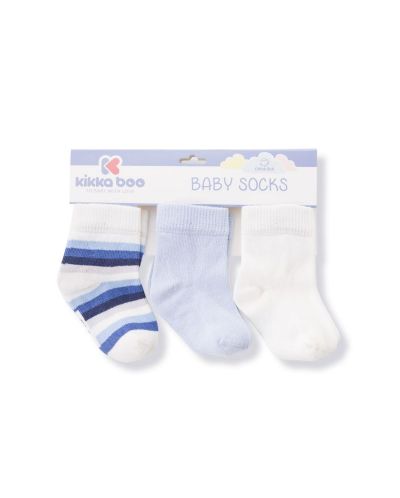 Бебешки чорапи KikkaBoo Stripes - Памучни, 0-6 месеца, бели