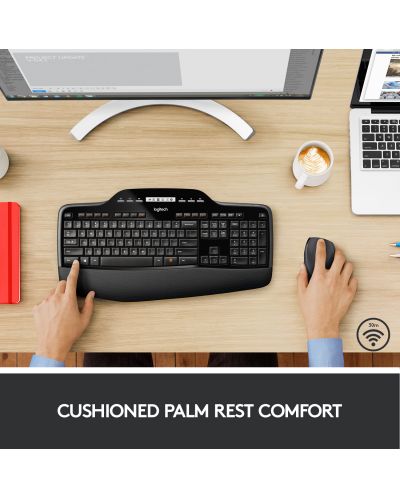Комплект мишка и клавиатура Logitech - Desktop MK710, безжичен, черен - 2