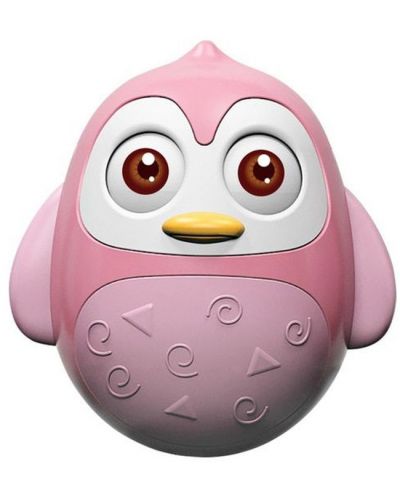 Бебешка дрънкалка Happy World - Roly Poly, Penguin 2, розова - 1