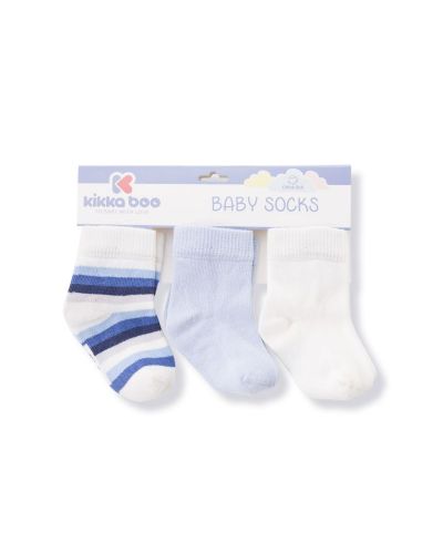 Бебешки чорапи KikkaBoo Stripes - Памучни, 6-12 месеца, бели - 1