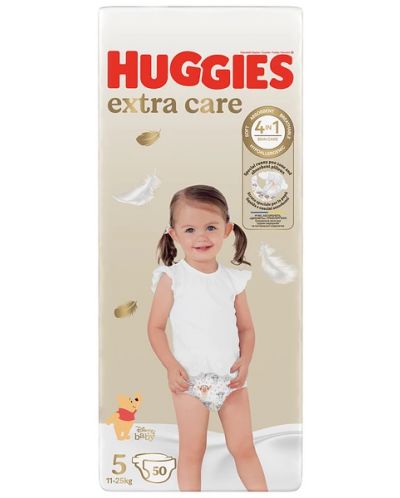 Бебешки пелени Huggies Extra Care - Размер 5, 11-25 kg, 50 броя - 1