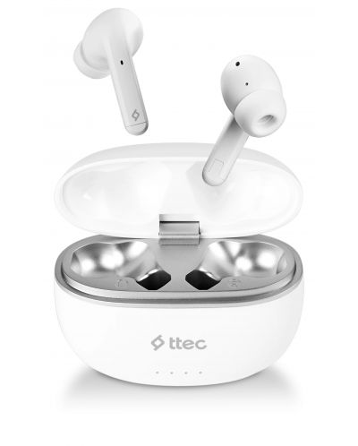 Безжични слушалки ttec - AirBeat Pro, TWS, ANC, бели - 1