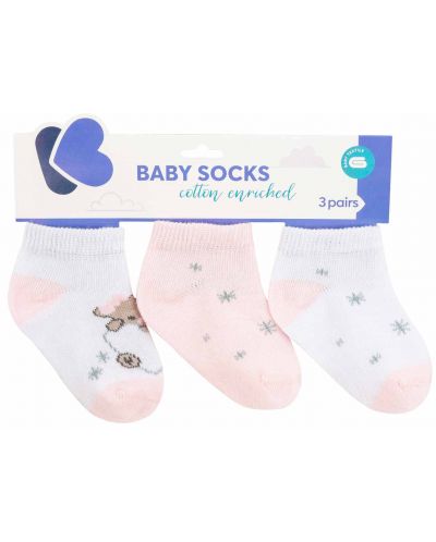 Бебешки летни чорапи KikkaBoo - Dream Big, 0-6 месеца, 3 броя, Pink - 1