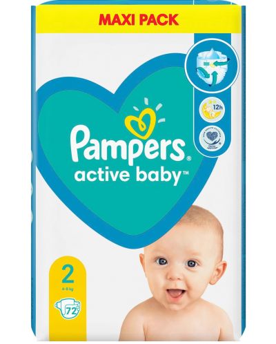Бебешки пелени Pampers - Active Baby 2, 72 броя - 1
