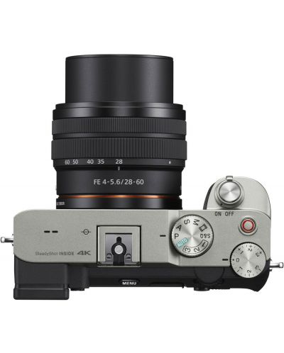 Безогледален фотоапарат Sony - Alpha 7C, FE 28-60mm, Silver - 3