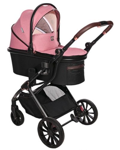Бебешка количка 2 в 1 Lorelli - Glory, с адаптори, Pink - 1