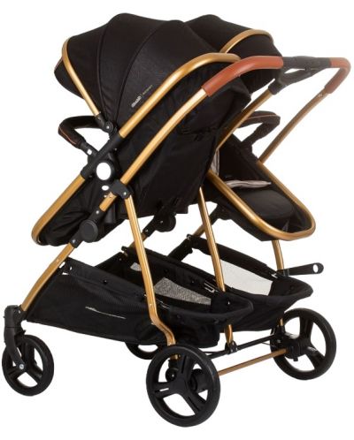 Бебешка количка за близнаци Chipolino - Дуо Смарт, обсидиан/злато - 3
