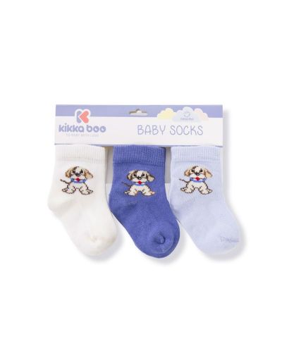 Бебешки чорапи KikkaBoo Puppy - Памучни, 1-2 години, сини