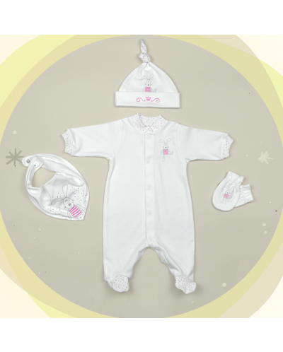 Бебешки комплект For Babies - Зайче, 4 части, 1-3 месеца - 1