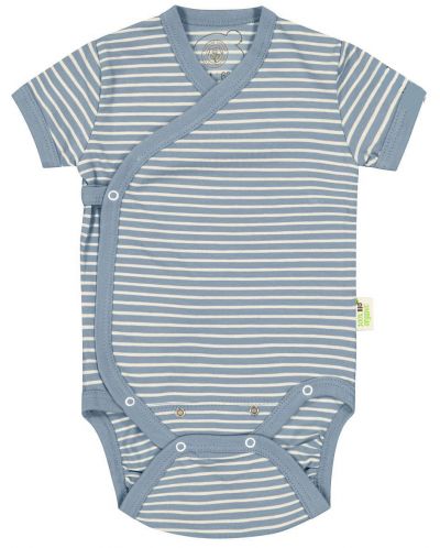 Бебешко боди на райе Bio Baby - Органичен памук, 56 сm, 1-2 месеца, синьо - 1