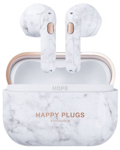Безжични слушалки Happy Plugs - Hope, TWS, White Marble - 1