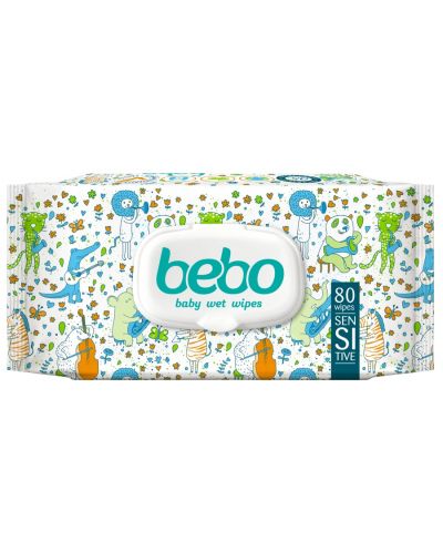 Влажни кърпички Bebo - Sensitive, 80 броя