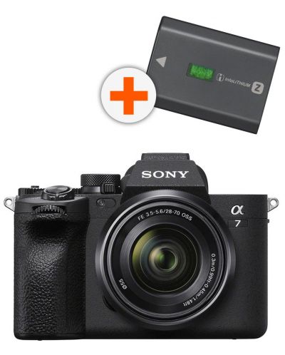 Безогледален фотоапарат Sony - Alpha A7 IV, 33MPx, 28-70mm, f/3.5-5.6 + батерия Sony NP- FZ100 - 1