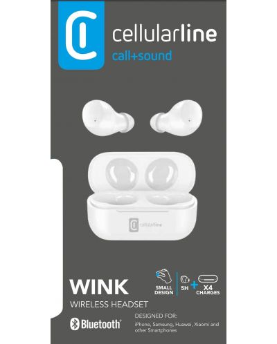 Безжични слушалки Cellularline - Twink, TWS, бели - 2