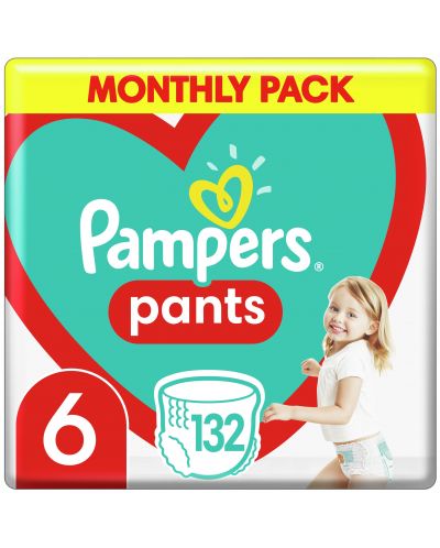 Бебешки пелени гащи Pampers 6, 132 броя - 1