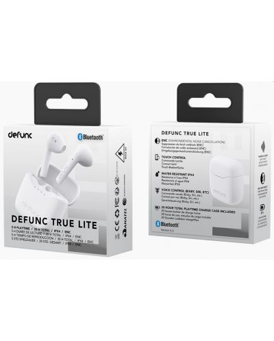 Безжични слушалки Defunc - TRUE LITE, TWS, бели - 4