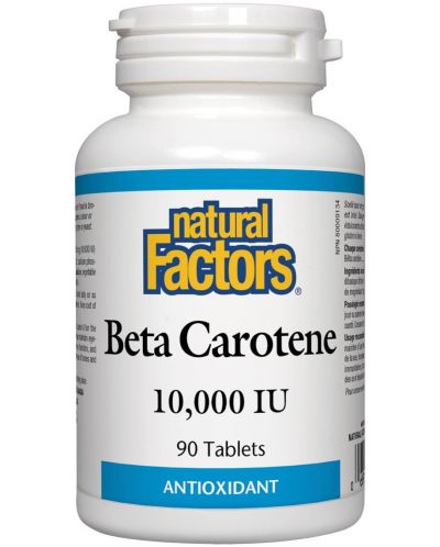 Beta Carotene, 10 000 IU, 90 таблетки, Natural Factors - 1