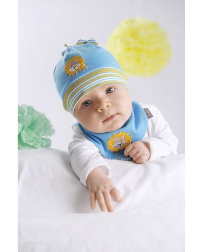Бебешка шапка с UV 50+ защита Sterntaler - На лъвче, 35 cm, 1-2 месеца, синя - 2