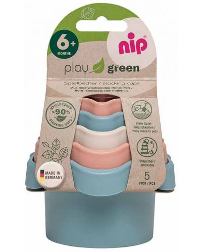 Бебешка играчка NIP Play Green - Stacking Cups, 5 броя - 10