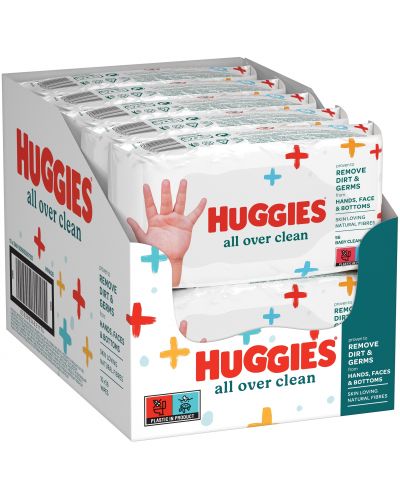 Бебешки мокри кърпички Huggies - All Over Clean, 10 x 56 броя - 1