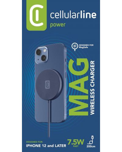 Безжично зарядно Cellularline - Mag, MagSafe, 7.5W, синьо - 2