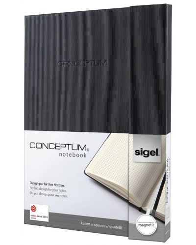 Бележник Sigel Conceptum - A4, черен, с магнитно затваряне - 1