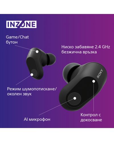 Безжични слушалки Sony - Inzone Buds, TWS, ANC, черни - 7