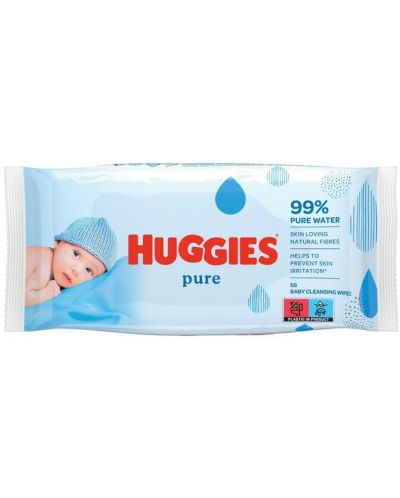 Бебешки мокри кърпички Huggies - Pure, 12  x 56 броя - 2