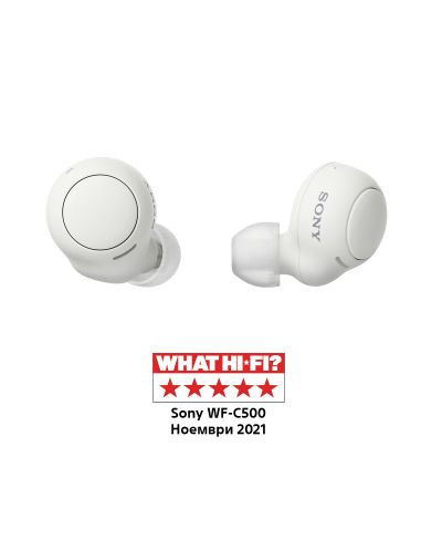Безжични слушалки Sony - WF-C500, TWS, бели - 1