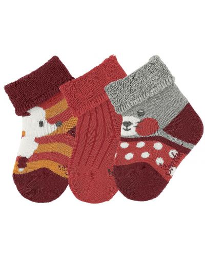 Бебешки хавлиени чорапи Sterntaler - За момиче, 13/14, 0-4 месеца, 3 чифта - 1