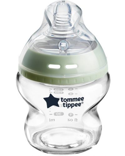 Бебешко стъклено шише Tommee Tippee Easi Vent - 150 ml, с биберон 1 капка