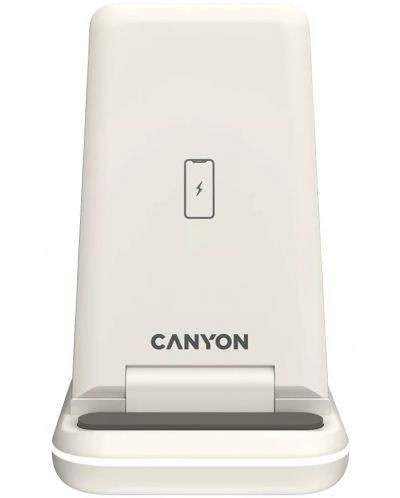 Безжично зарядно Canyon - WS-304, 15W, бял - 2