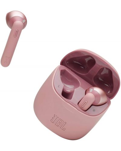 Безжични слушалки с микрофон JBL - T225 TWS, розови - 2