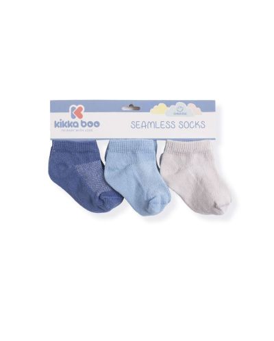 Бебешки къси чорапи KikkaBoo Solid - Памучни, 6-12 месеца, тъмно сини - 1